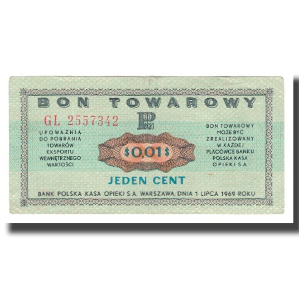 Nota, Polónia, 1 Cent, 1969, KM:FX47, UNC(60-62)