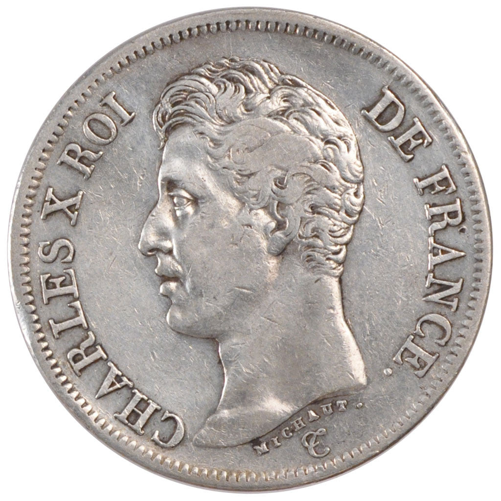 Coin, France, Charles X, 5 Francs, 1826, Lyon, EF(40-45), Silver, KM:720.4