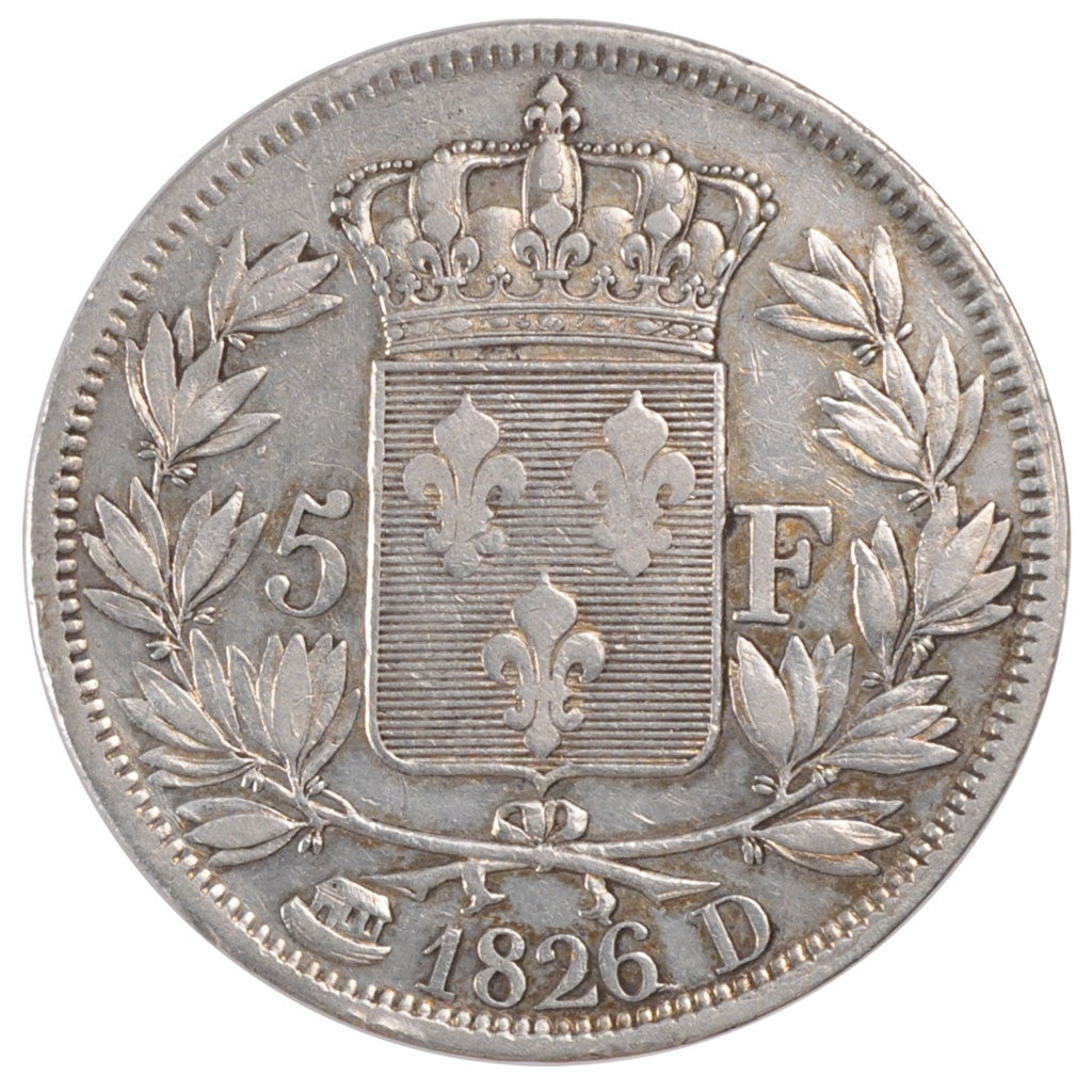 Coin, France, Charles X, 5 Francs, 1826, Lyon, EF(40-45), Silver, KM:720.4