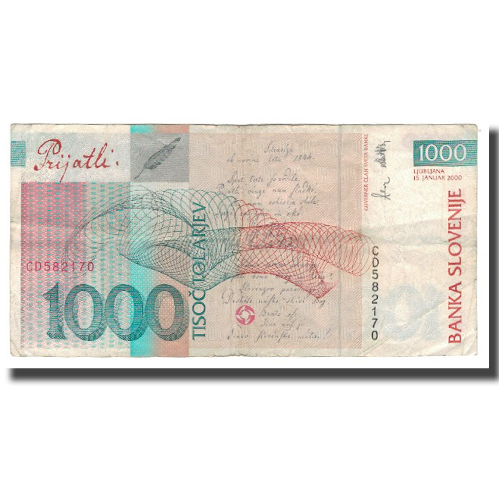Geldschein, Slowenien, 1000 Tolarjev, 2000, 2000-01-15, KM:22a, SS+
