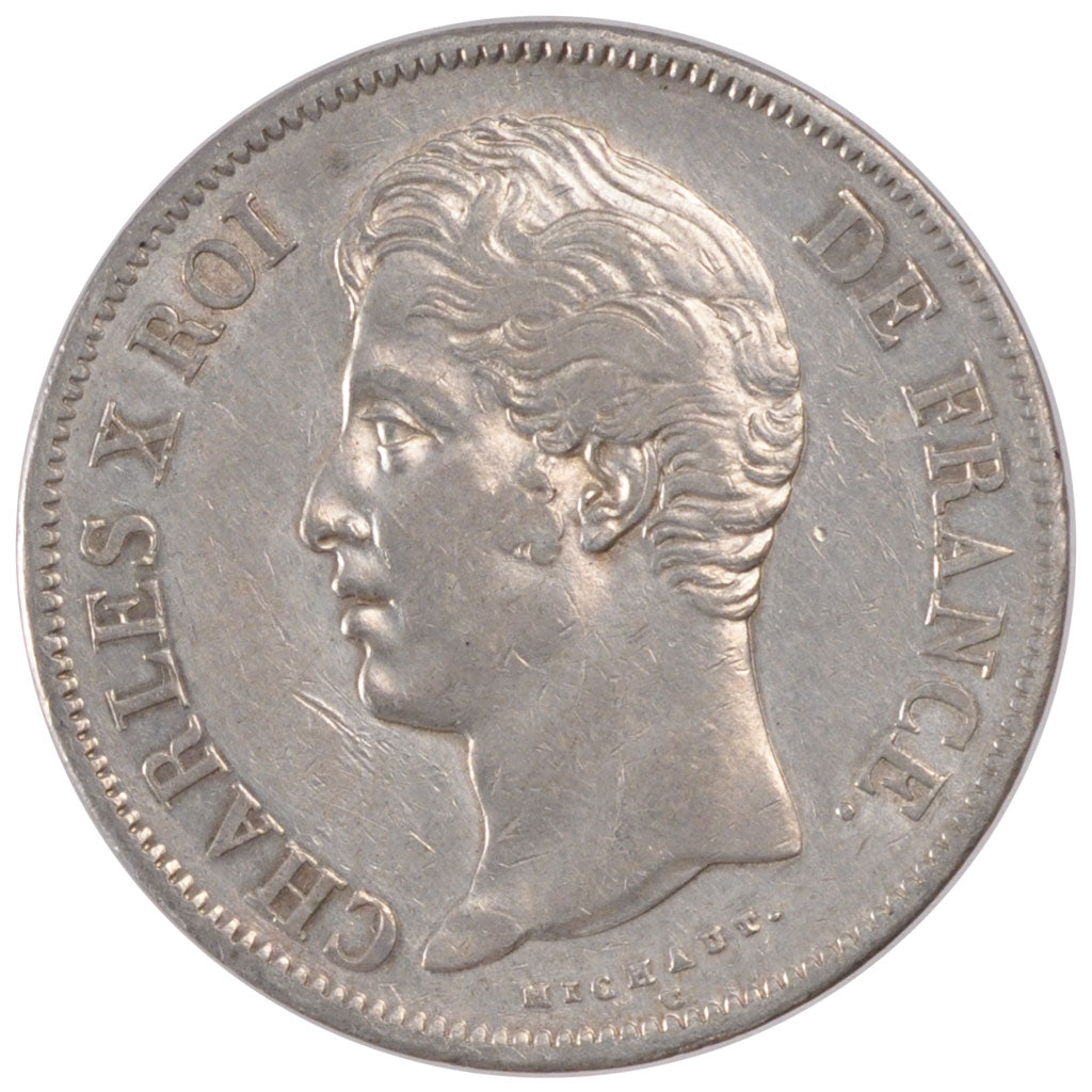 Francia, Charles X, 5 Francs, 1827, Paris, BB, Argento, KM:728.1, Gadoury:644