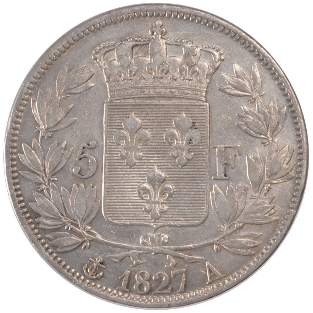 Francia, Charles X, 5 Francs, 1827, Paris, BB, Argento, KM:728.1, Gadoury:644