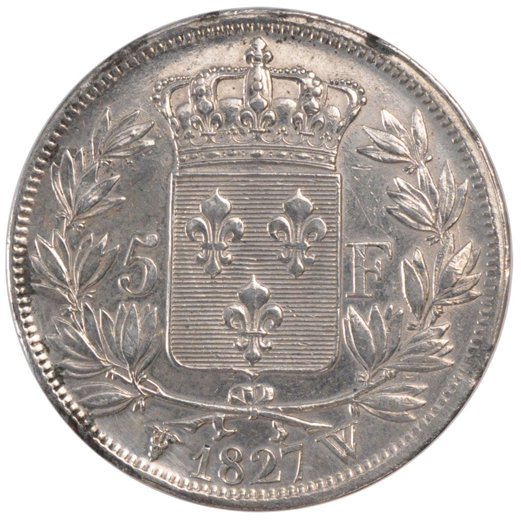 Münze, Frankreich, Charles X, 5 Francs, 1827, Lille, SS+, Silber, KM:728.13