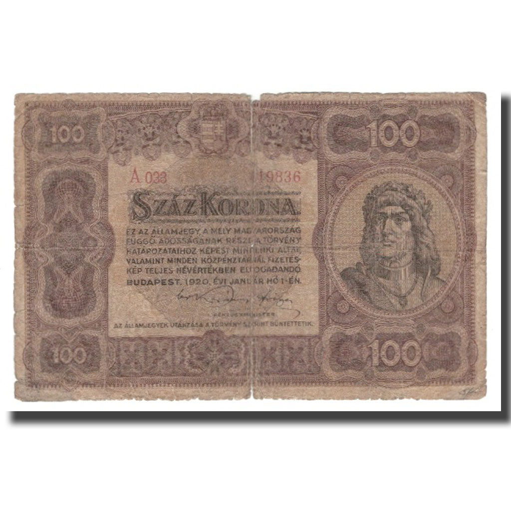 Banknot, Węgry, 100 Korona, 1920, 1920-01-01, KM:63, VG(8-10)