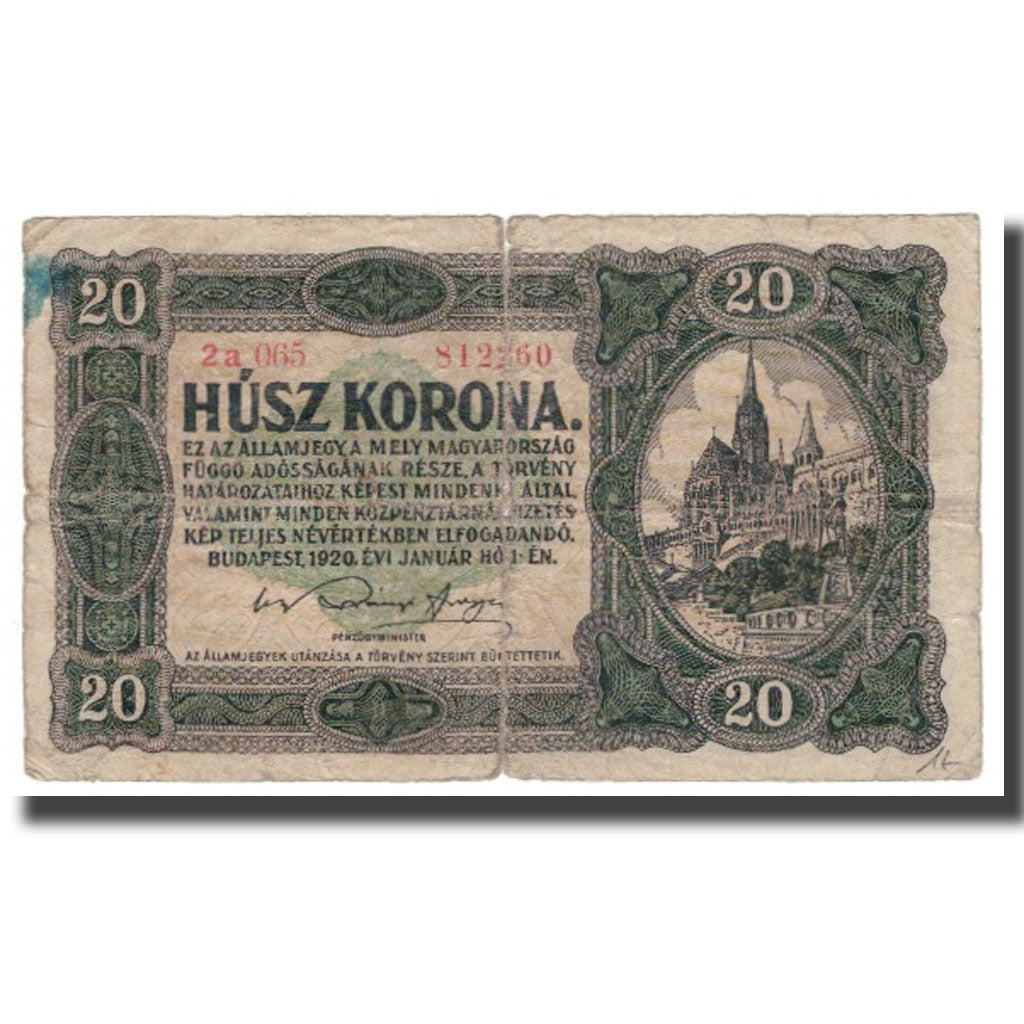 Banconote, Ungheria, 20 Korona, 1920, 1920-01-01, KM:61, B