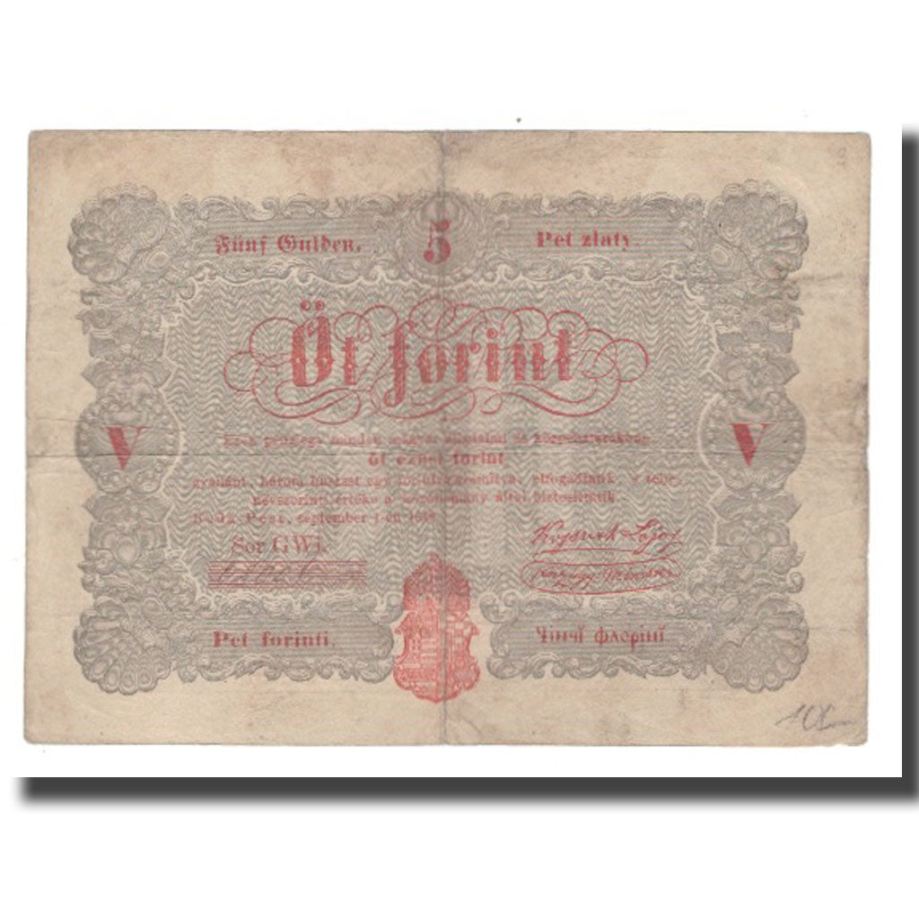 Banconote, Ungheria, 5 Forint, 1848, 1848-09-01, KM:S116a, B+