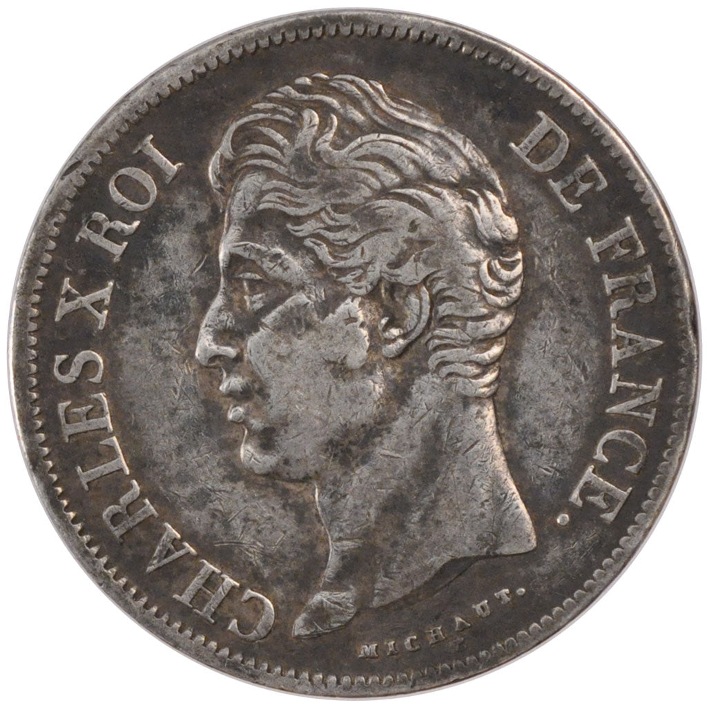 FRANCE, Charles X, 5 Francs, 1829, La Rochelle, KM #728.5, VF(30-35), Silver,...