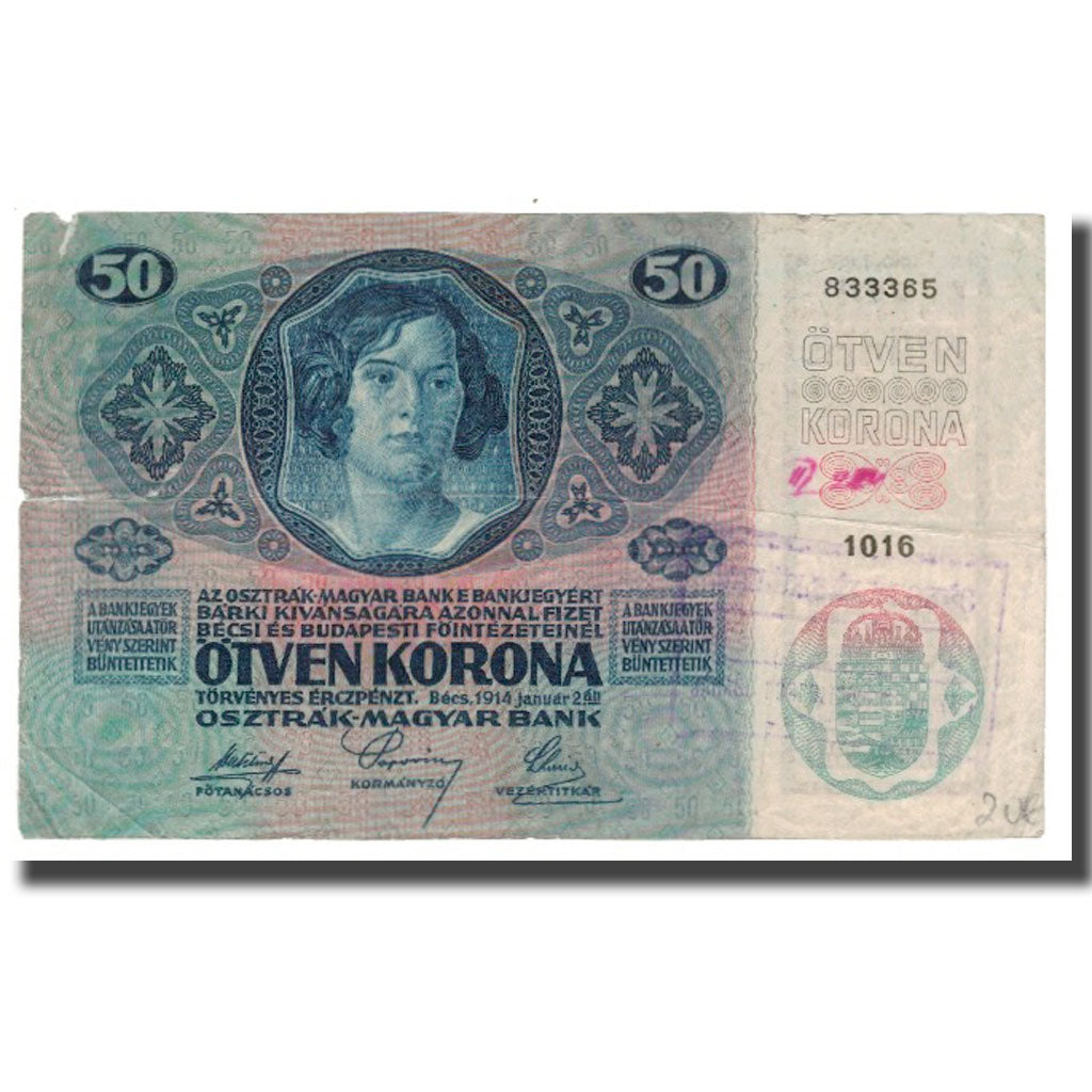 Banconote, Austria, 50 Kronen, 1914, 1914-01-02, KM:15, B+