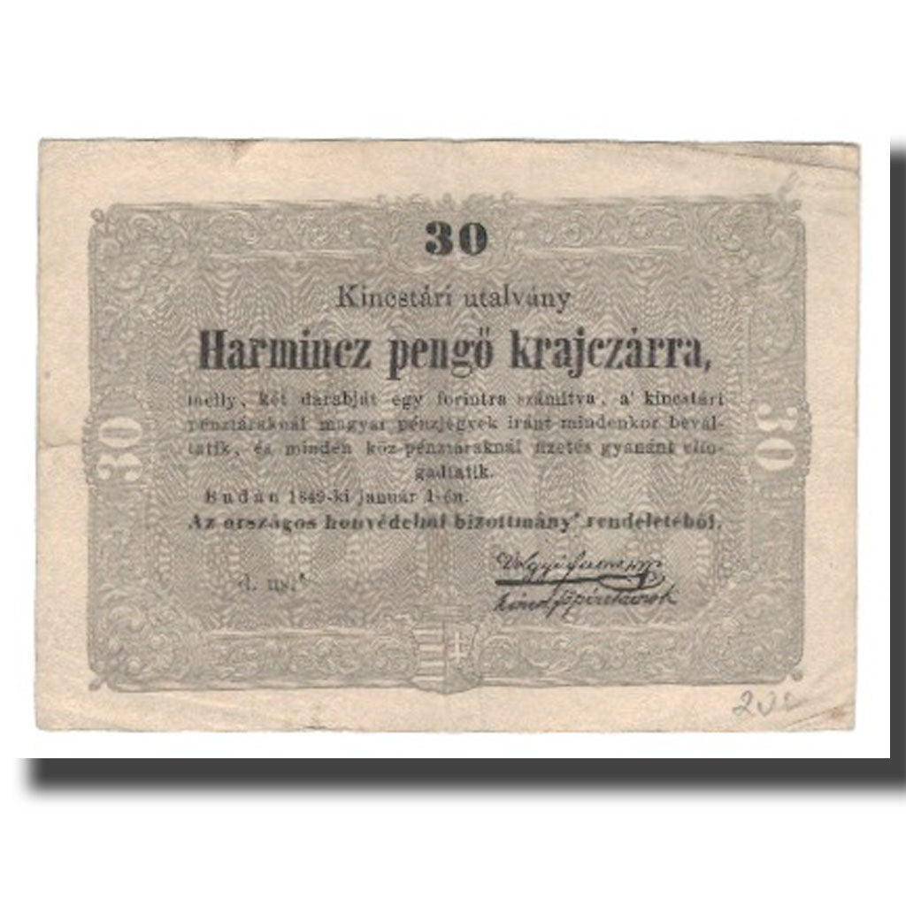 Banconote, Ungheria, 30 Pengö Krajczar, 1849, 1849-01-01, KM:S122, MB