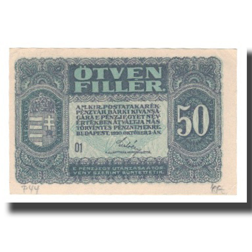 Geldschein, Ungarn, 50 Fillér, 1920, 1920-10-02, KM:44, UNZ-