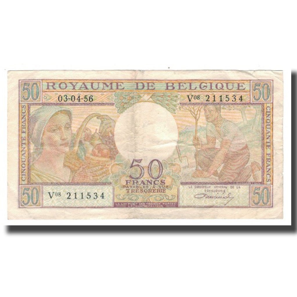Banconote, Belgio, 50 Francs, 1956, 1956-04-03, KM:133b, MB