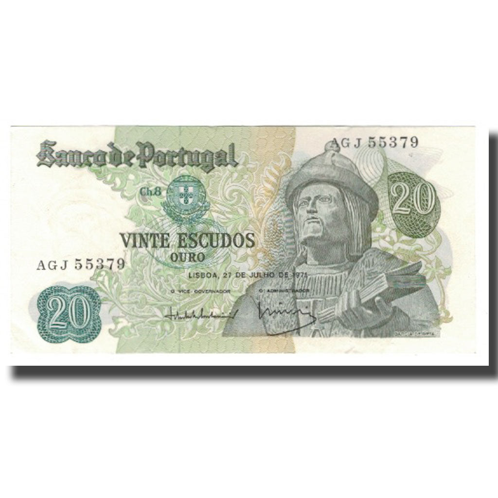 Banknote, Portugal, 20 Escudos, 1971, 1971-07-27, KM:173, UNC(63)