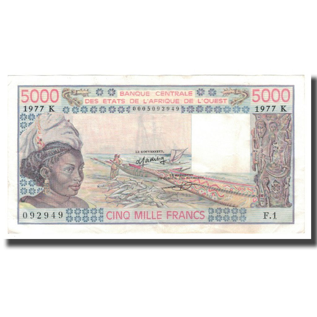 Banknote, West African States, 5000 Francs, 1977-1991, 1989, KM:108Ag, EF(40-45)