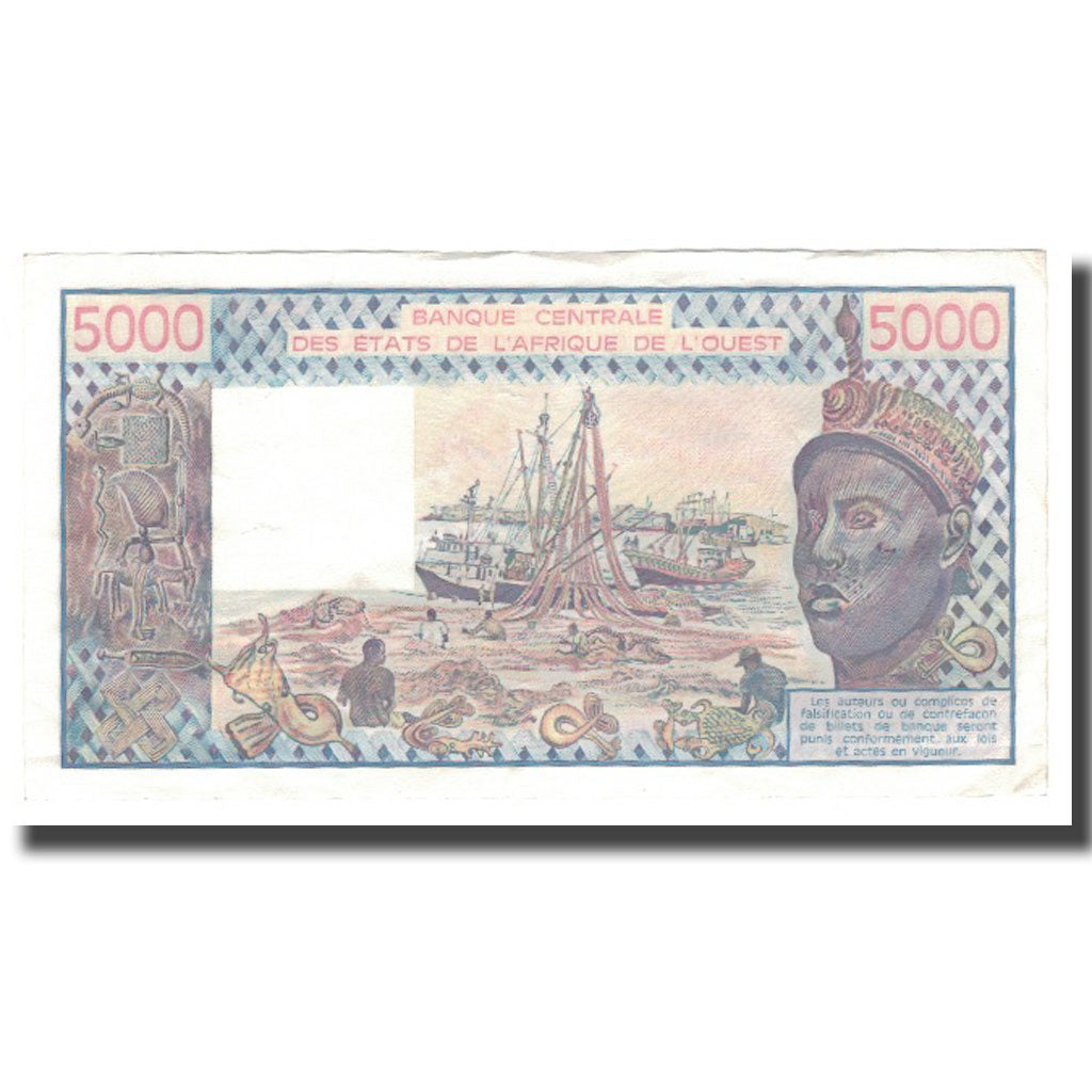 Banknote, West African States, 5000 Francs, 1977-1991, 1989, KM:108Ag, EF(40-45)