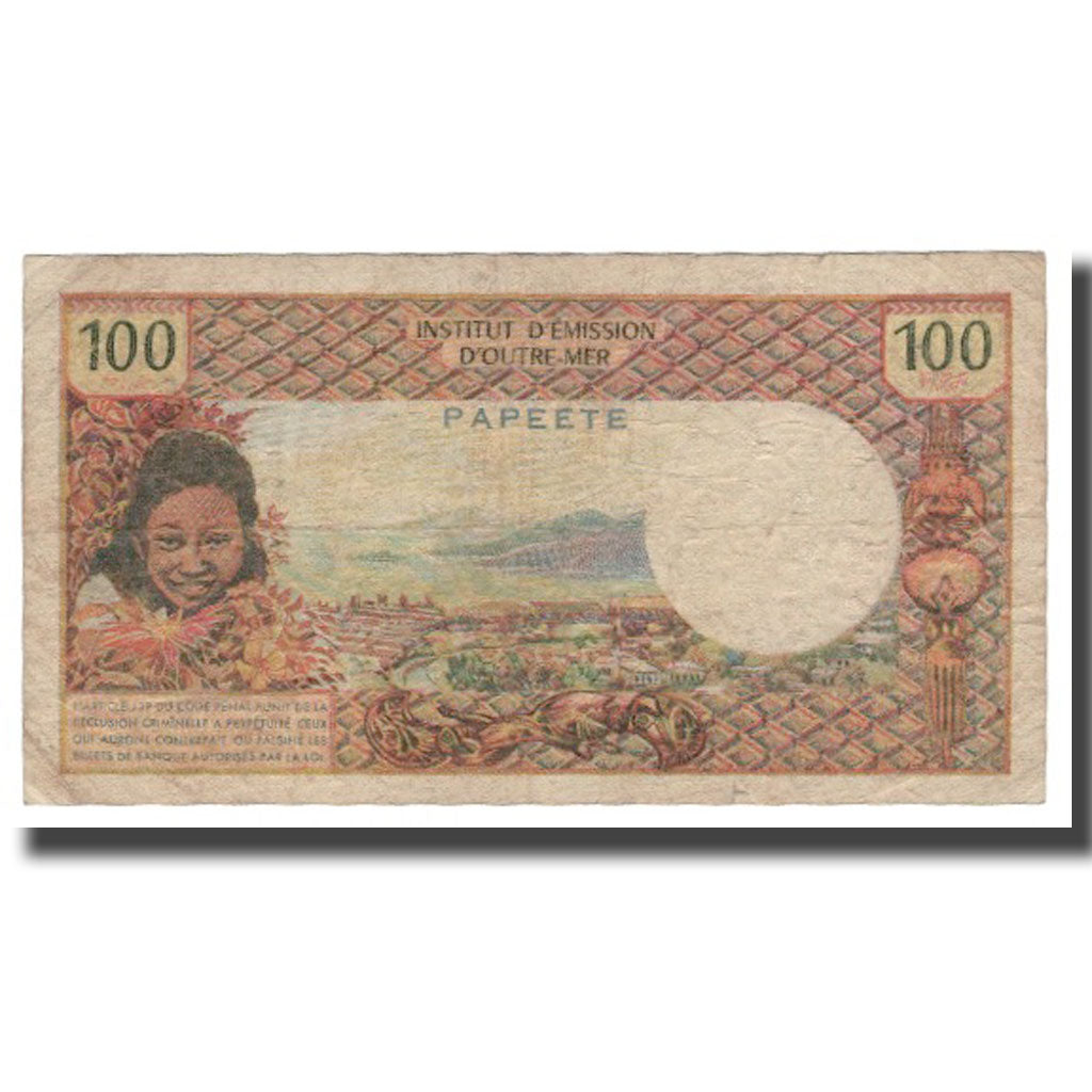 Banconote, Tahiti, 100 Francs, undated (1969), KM:23, B+