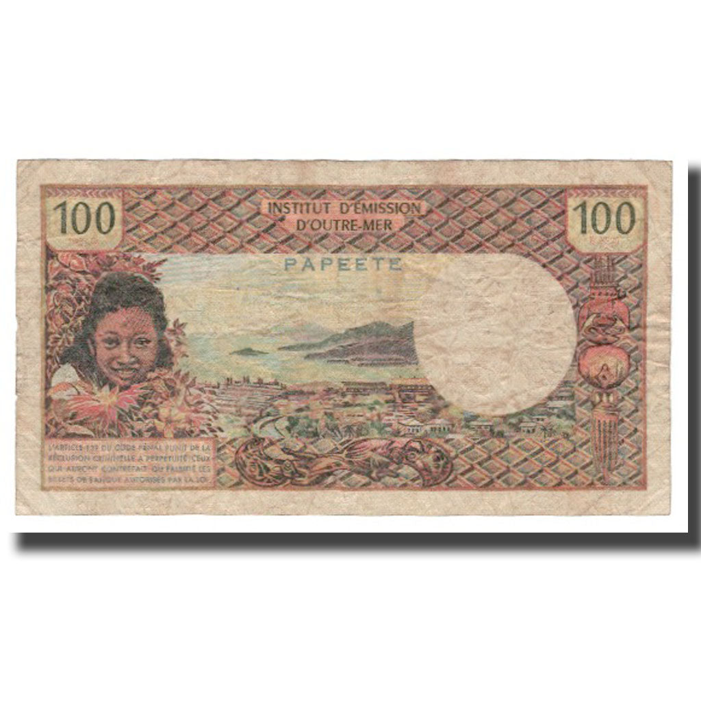 Banconote, Tahiti, 100 Francs, undated (1969), KM:23, B+