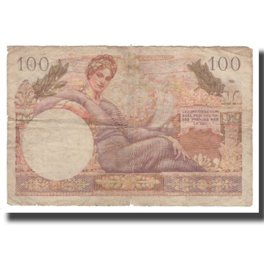 Francia, 100 Francs, 1955-1963 Treasury, 1955, B+, Fayette:VF34.1, KM:M11a