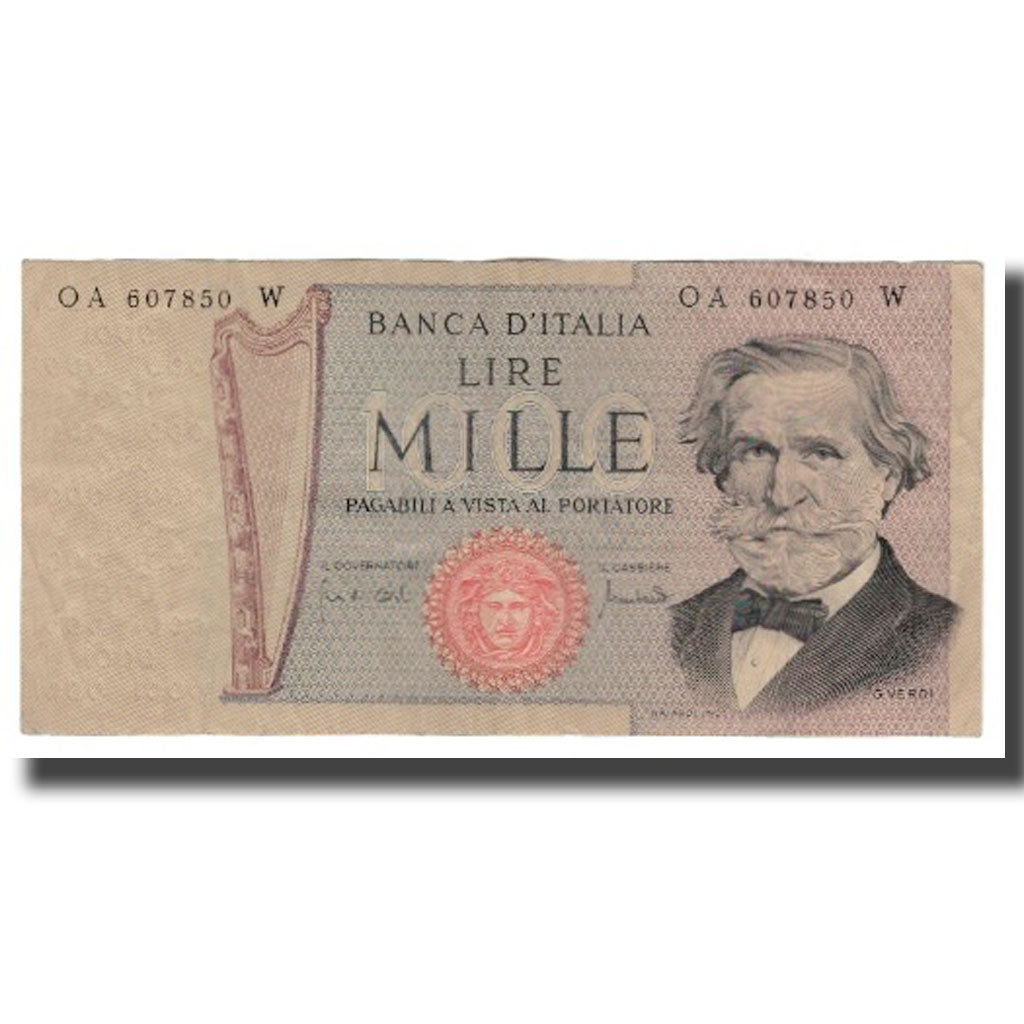 Nota, Itália, 1000 Lire, 1969-1981, 1969, KM:101a, VF(20-25)