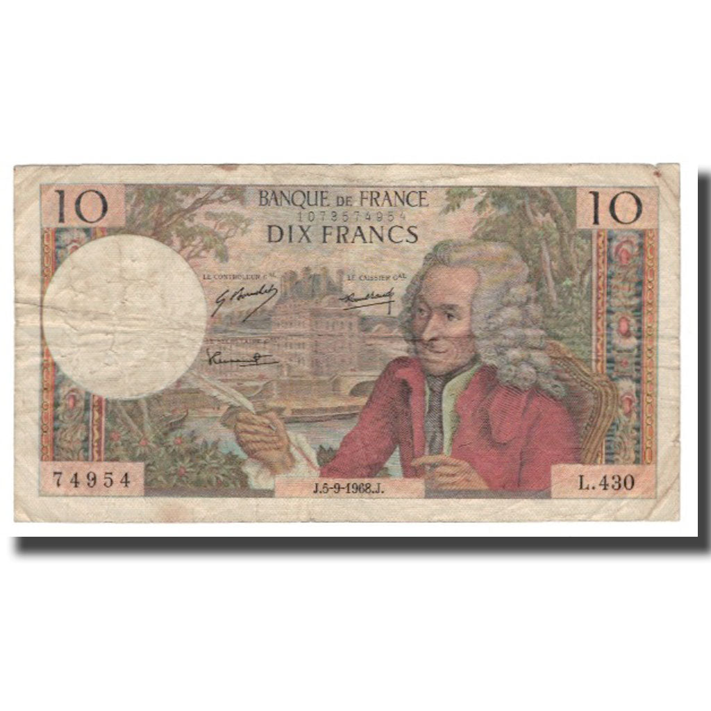 Francja, 10 Francs, 1968, 1968-09-05, VF(20-25), Fayette:62.34, KM:147c