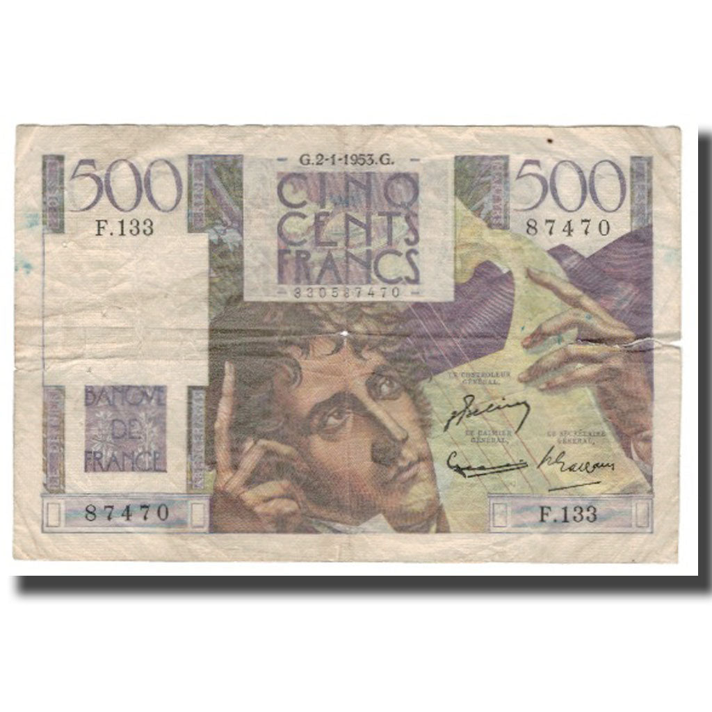 Francia, 500 Francs, Chateaubriand, 1953, 1953-01-02, B, Fayette:F34.11, KM:129c