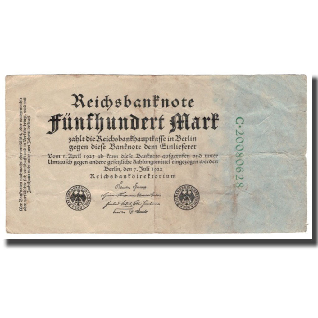 Biljet, Duitsland, 500 Mark, 1922, 1922-07-07, KM:74c, B+