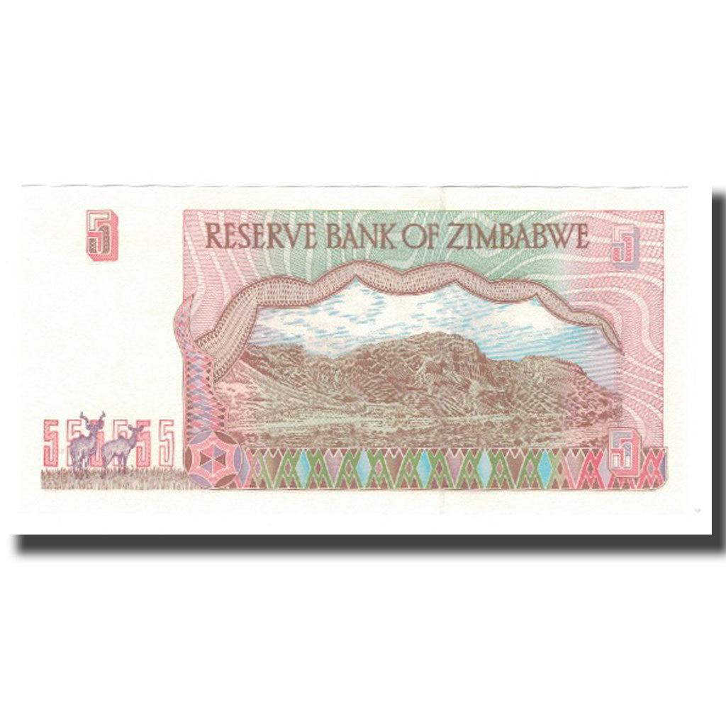 Banknote, Zimbabwe, 5 Dollars, 1997, KM:5a, UNC(65-70)