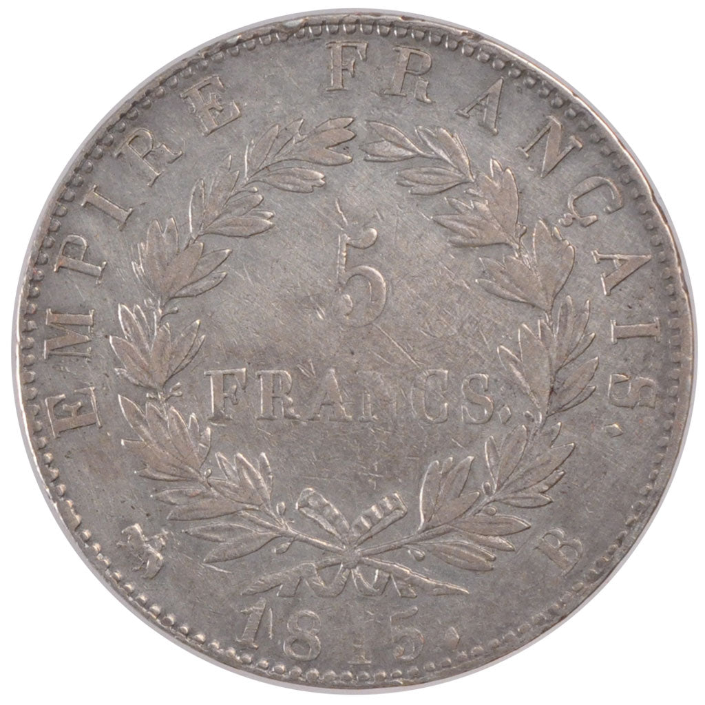 FRANCE, Napoléon I, 5 Francs, 1815, Rouen, KM #704.2, AU(50-53), Silver, Gadoury