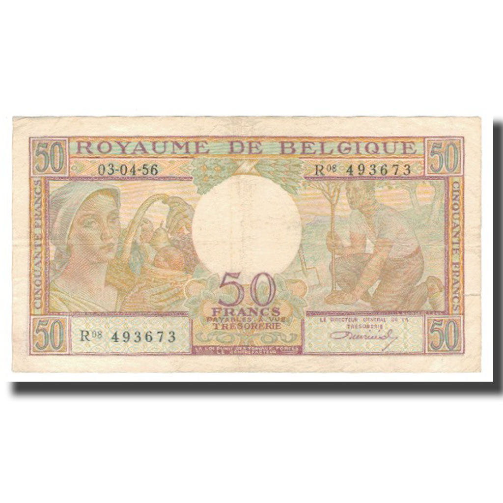 Banconote, Belgio, 50 Francs, 1956, 1956-04-03, KM:133b, MB+