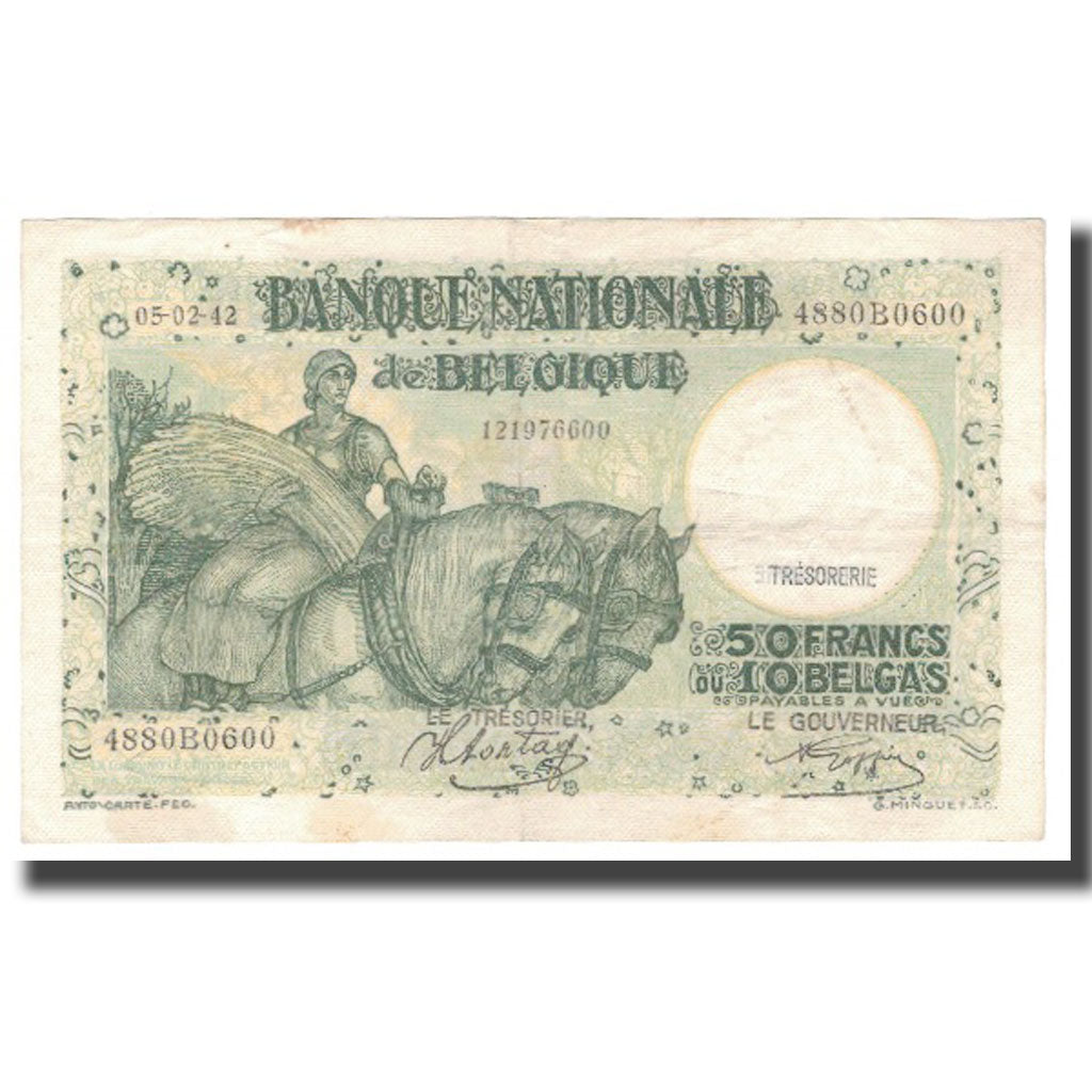 Banconote, Belgio, 50 Francs-10 Belgas, 1942, 1942-02-05, KM:106, BB