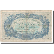Geldschein, Belgien, 500 Francs-100 Belgas, 1939, 1939-02-06, KM:109, SGE+