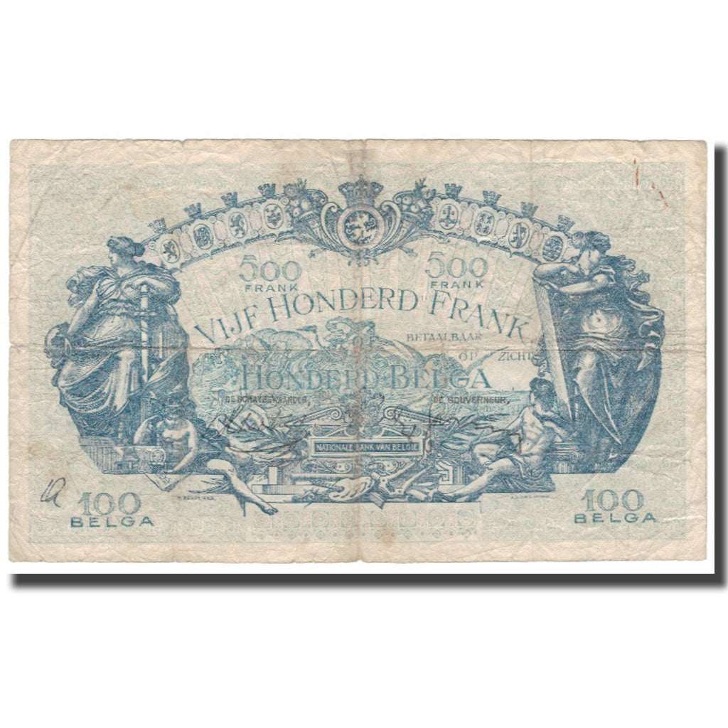 Biljet, België, 500 Francs-100 Belgas, 1939, 1939-02-06, KM:109, B+