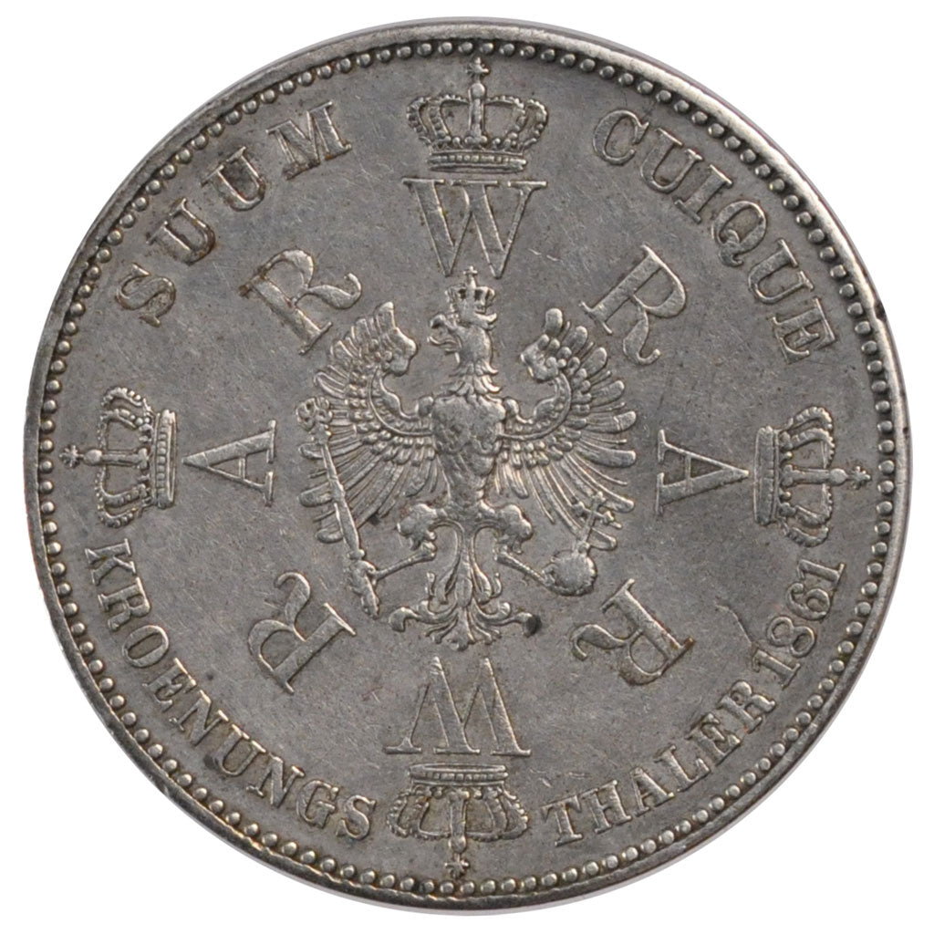 GERMAN STATES, Thaler, 1861, Berlin, KM #488, AU(50-53), Silver, 18.49