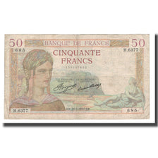 Francia, 50 Francs, Cérès, 1937, 1937-05-27, B+, Fayette:17.39, KM:81