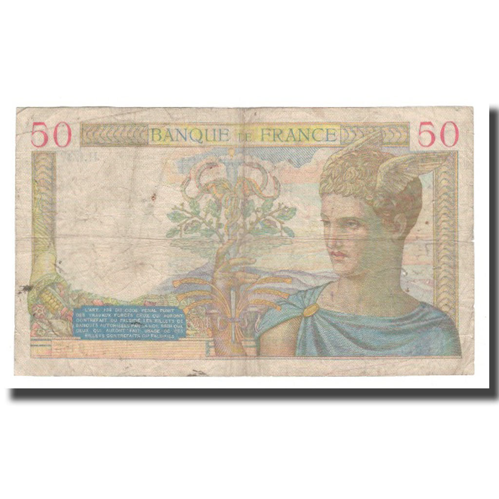 Francia, 50 Francs, Cérès, 1937, 1937-05-27, B+, Fayette:17.39, KM:81