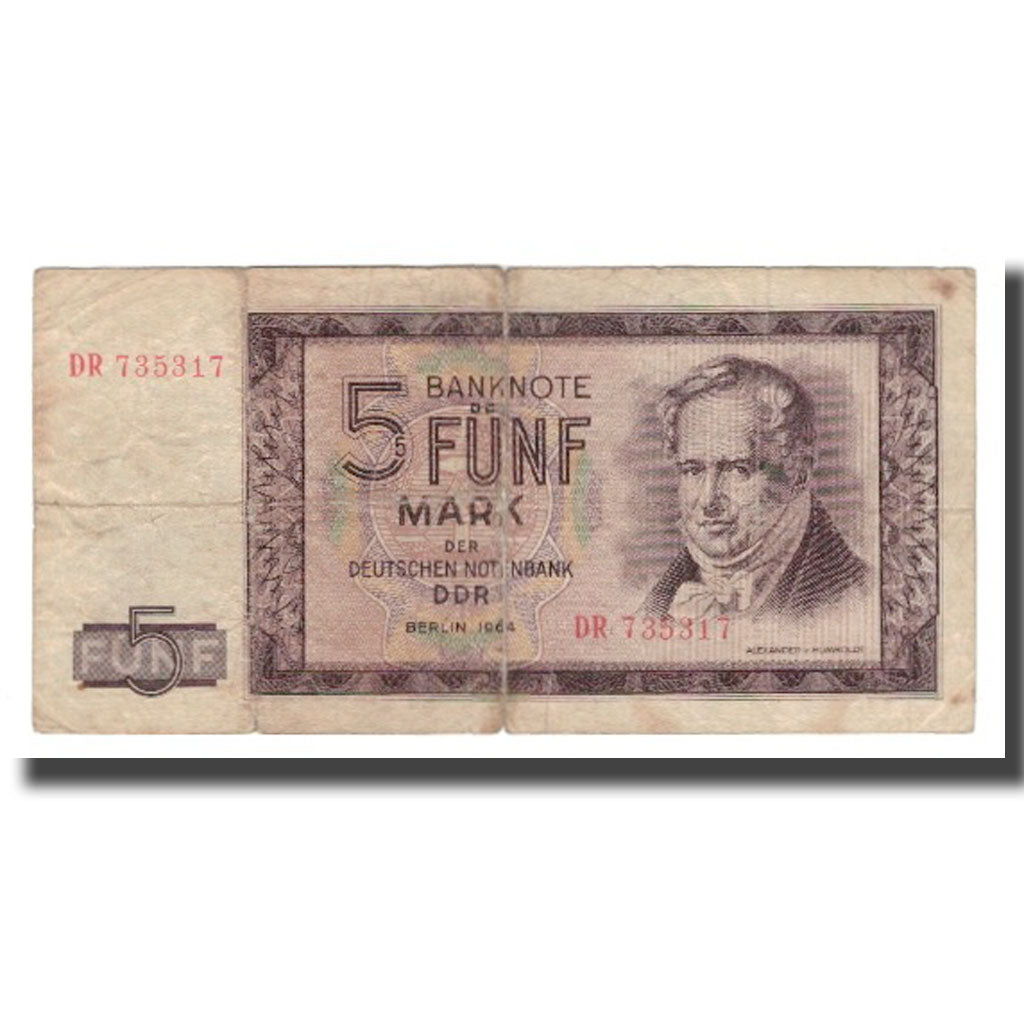Banknote, Germany - Democratic Republic, 5 Mark, 1964, KM:22a, F(12-15)