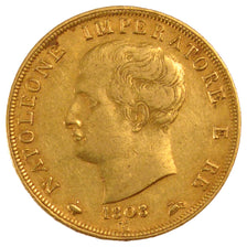 ITALIAN STATES, 40 Lire, 1808, Milan, KM #12, AU(50-53), Gold, 12.87