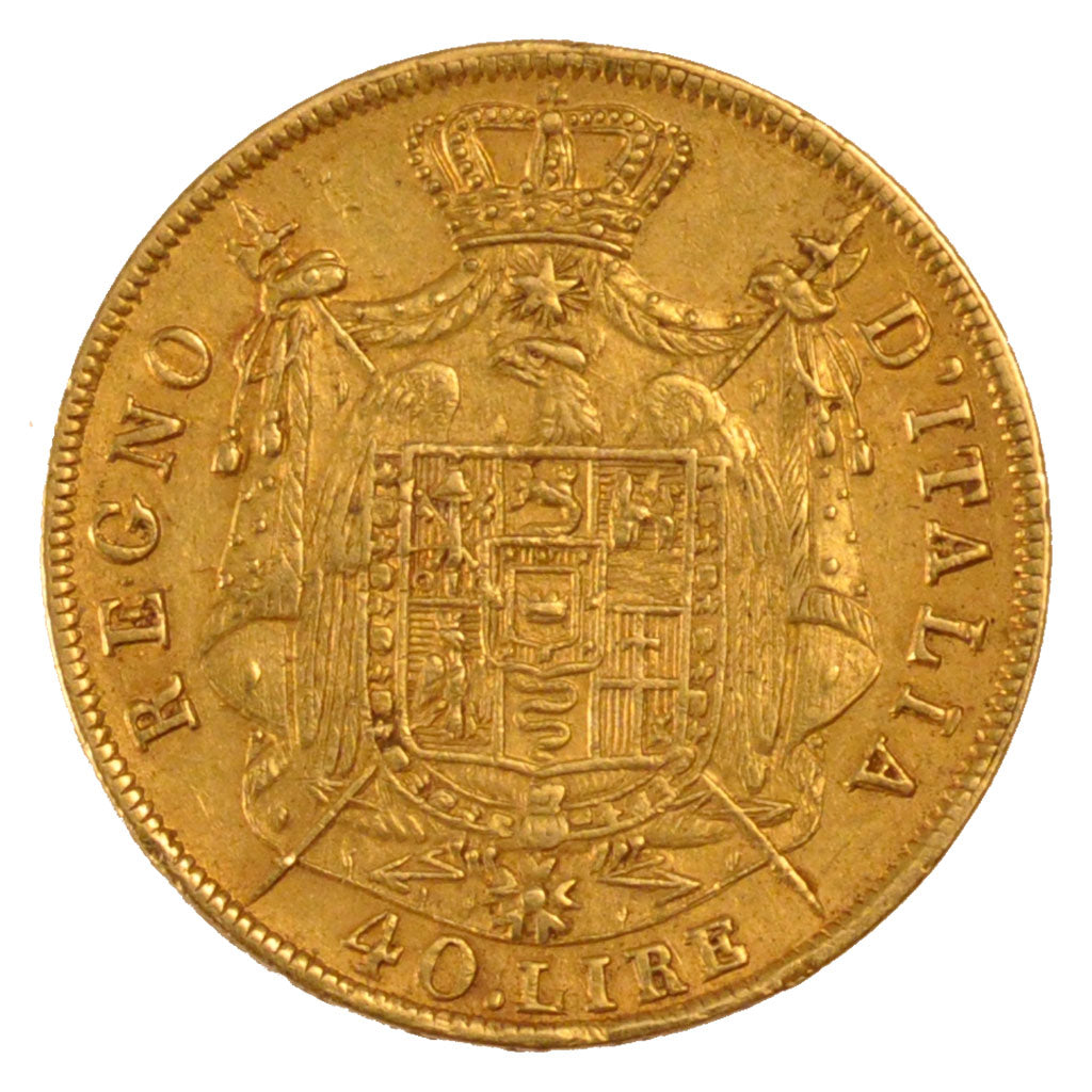ITALIAN STATES, 40 Lire, 1808, Milan, KM #12, AU(50-53), Gold, 12.87