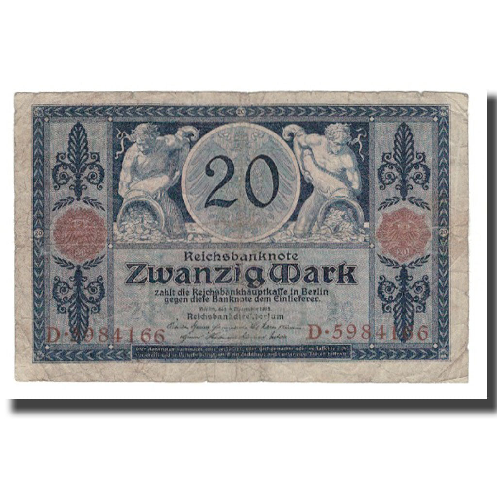 Banconote, Germania, 20 Mark, 1915, 1915-11-04, KM:63, B+