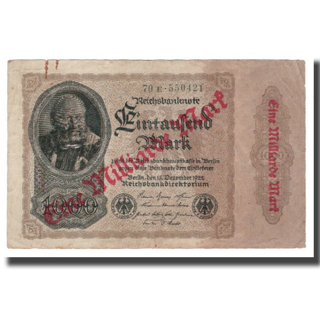 Billete, 1 Milliarde Mark on 1000 Mark, Alemania, KM:113b, BC