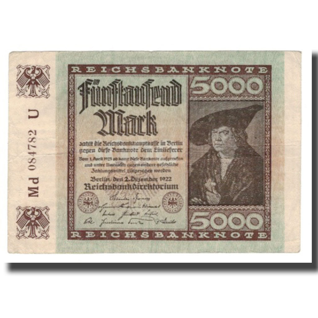 Geldschein, Deutschland, 5000 Mark, 1922, 1922-12-02, KM:81d, VZ