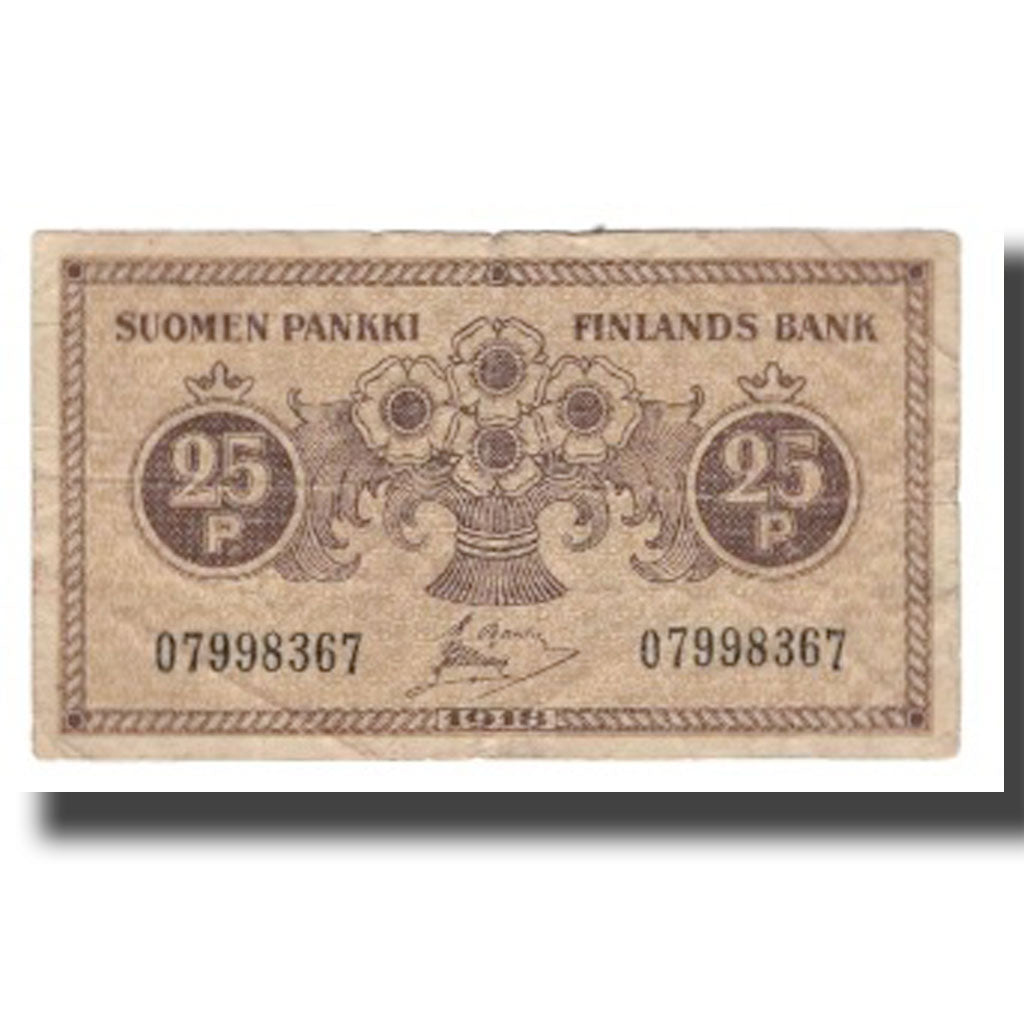 Banknot, Finlandia, 25 Penniä, 1918, KM:33, VF(20-25)