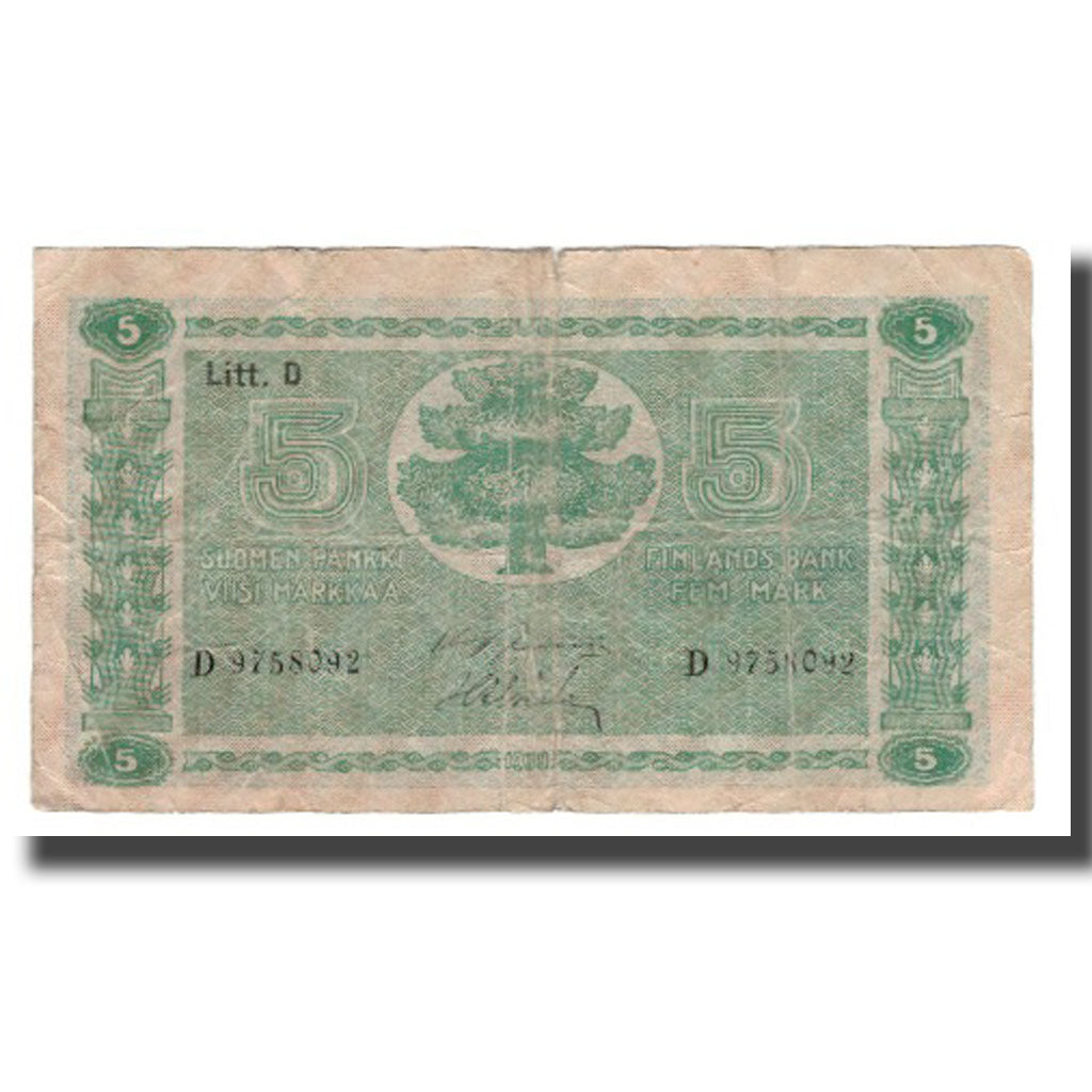 Banconote, Finlandia, 5 Markkaa, 1939 (1942-45), KM:69a, B+