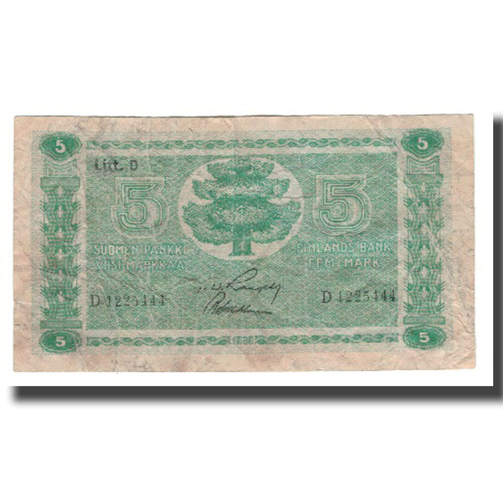 Banknote, Finland, 5 Markkaa, 1939 (1942-45), KM:69a, F(12-15)