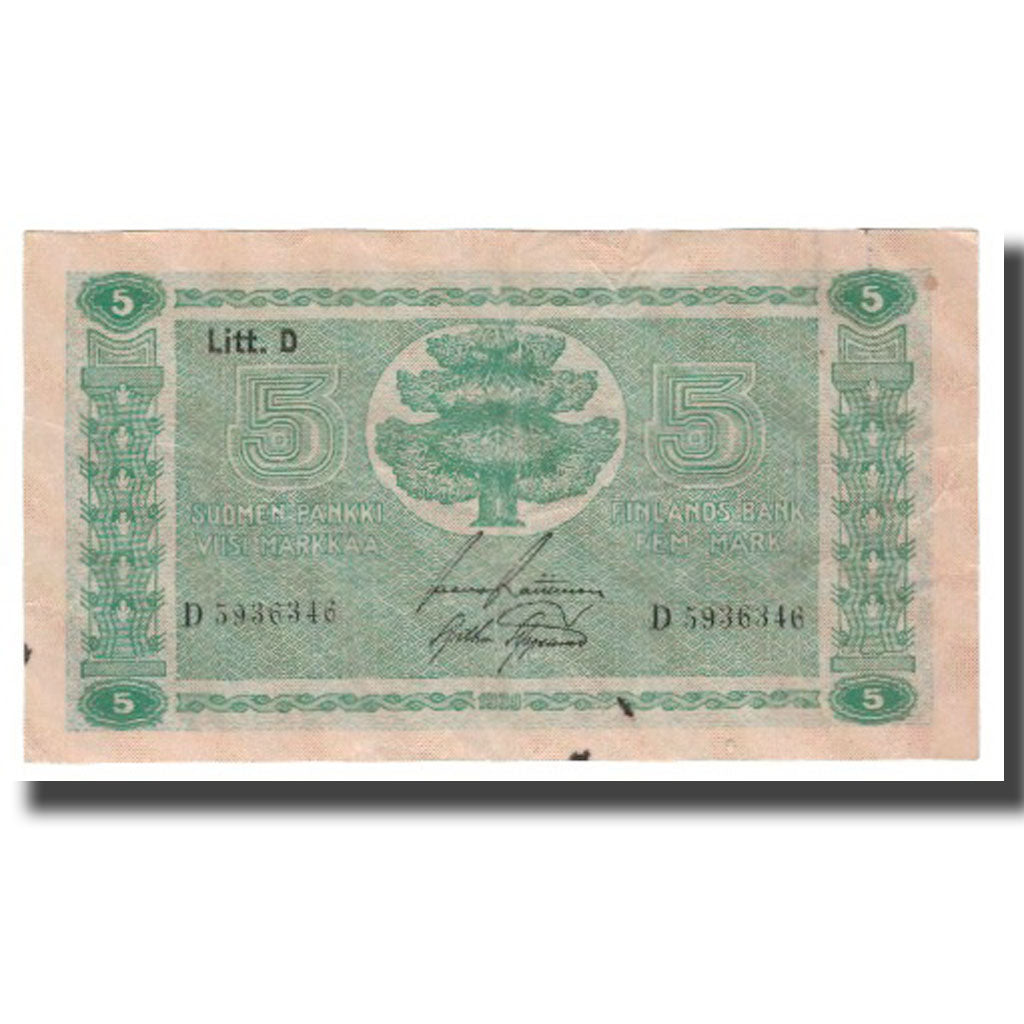 Banconote, Finlandia, 5 Markkaa, 1939 (1942-45), KM:69a, BB