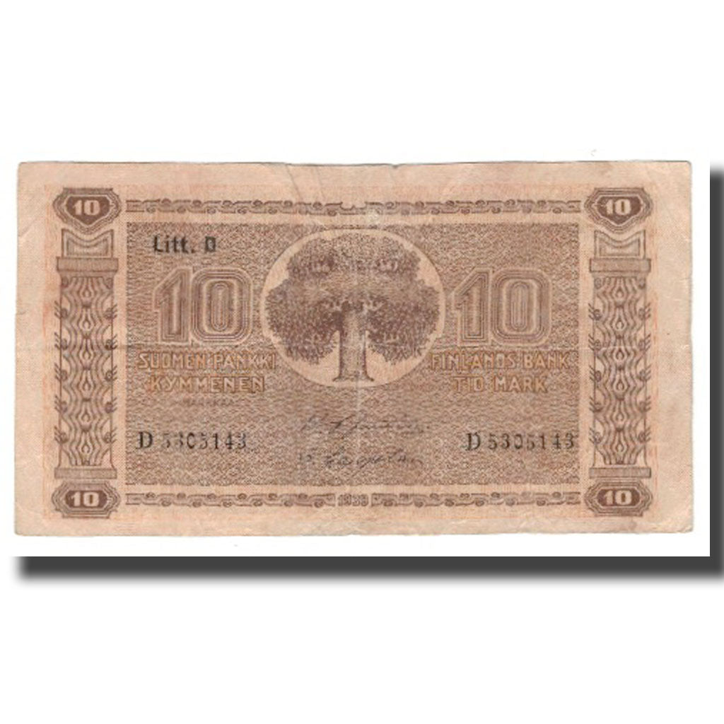 Billet, Finlande, 10 Markkaa, 1939 (1939-45), KM:70a, TB