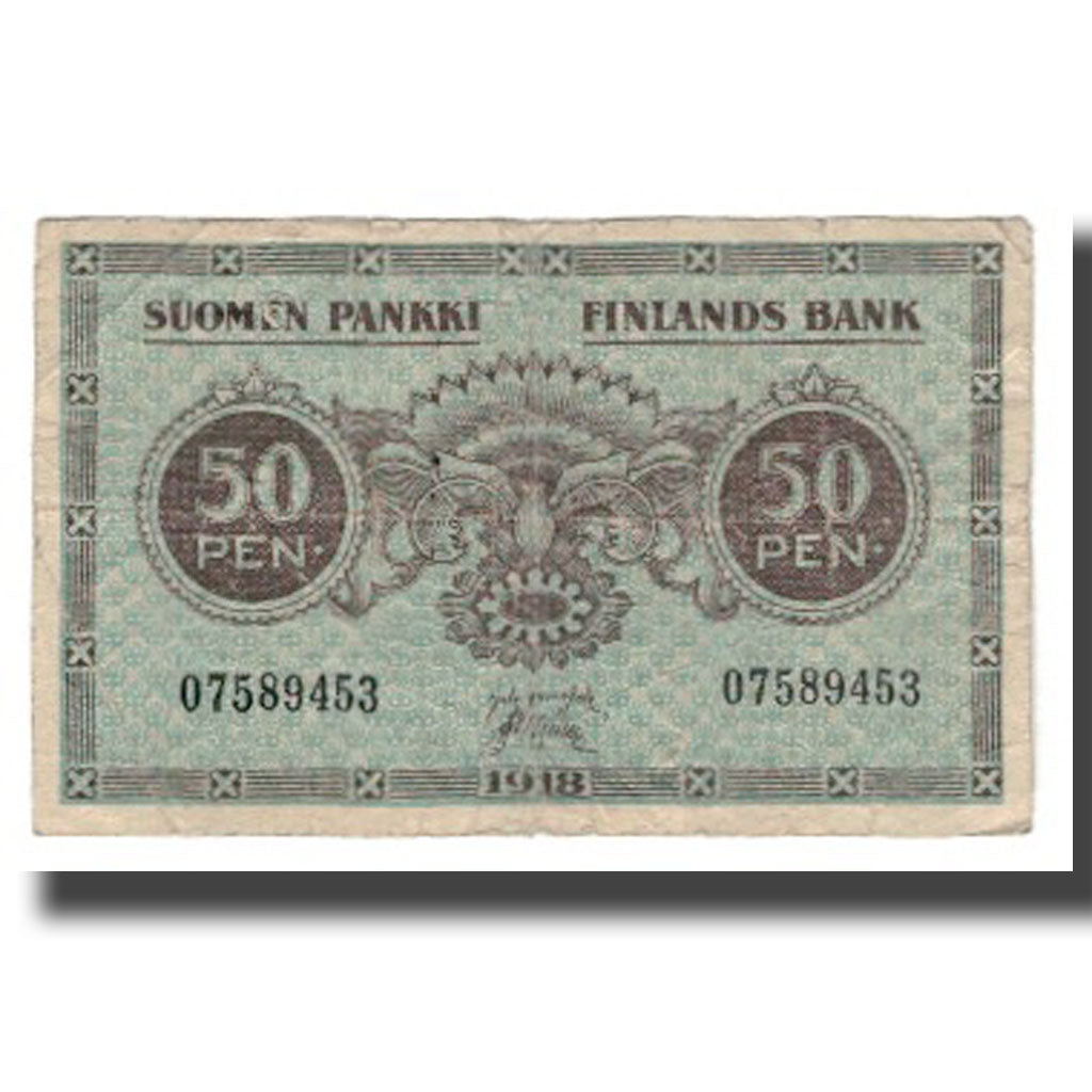 Billet, Finlande, 50 Penniä, 1918, KM:34, B+