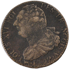 Francia, 2 sols françois, 2 Sols, 1792, Paris, MB, Bronzo, KM:603.1, Gadoury:25