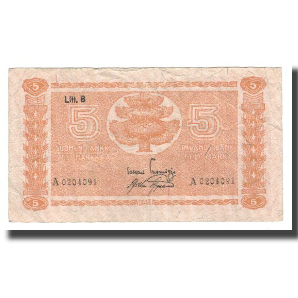 Geldschein, Finnland, 5 Markkaa, 1945 (1946), KM:84, S