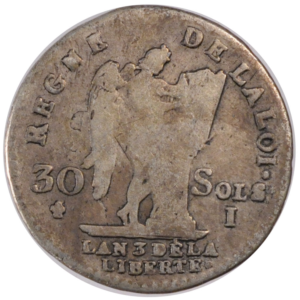 FRANCE, 30 sols françois, 30 Sols, 1791, Limoges, KM #606.7, F(12-15), Silver, G