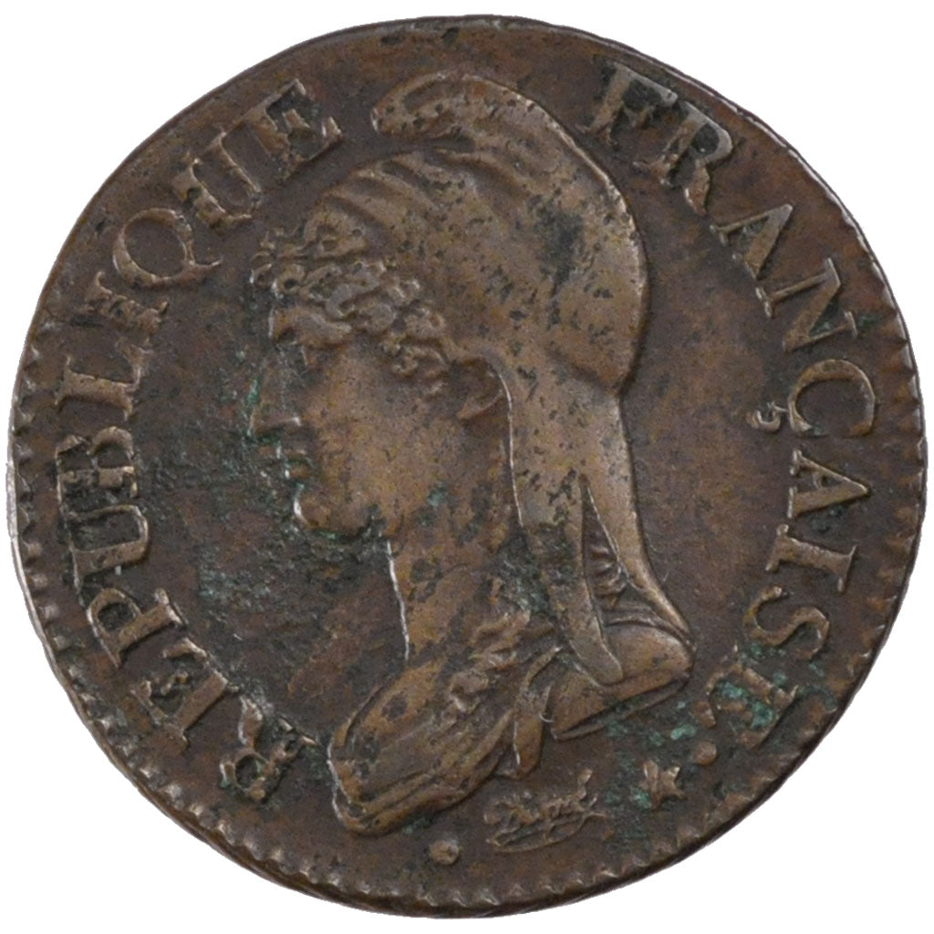 FRANCE, 5 Centimes, 1799, Metz, EF(40-45), Bronze, Gadoury #126a, 10.08